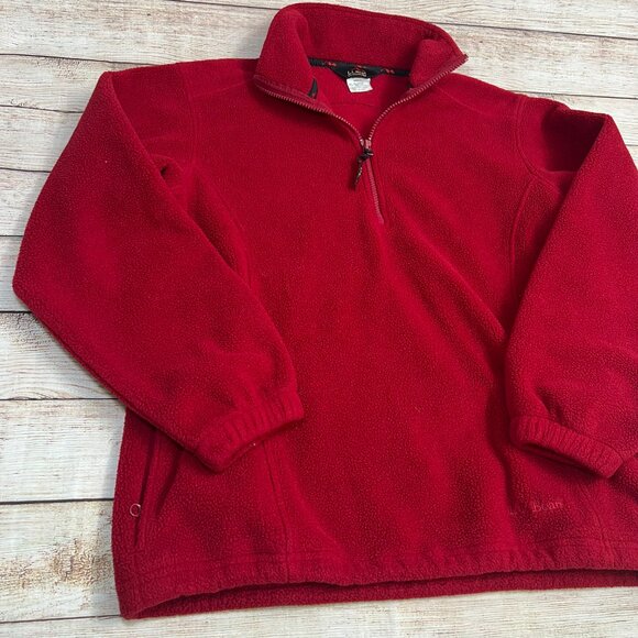 LL Bean Red Fleece Pullover Small Women's Quarter Zip Outdoors Jacket Sweater - Picture 11 of 11